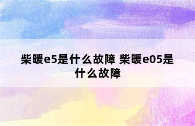 柴暖e5是什么故障 柴暖e05是什么故障